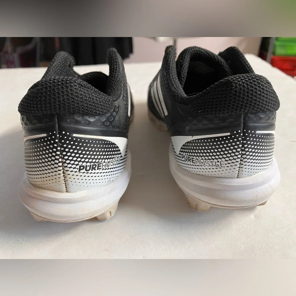 Adidas Pure Hustle Kid’s Cleats, Size 1, Black/White